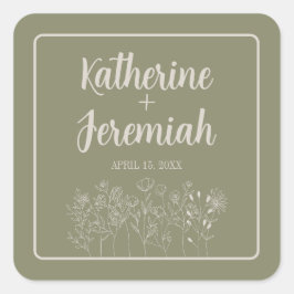 Katherine | Kurierte Farben | Hochzeit Quadratischer Aufkleber