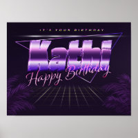 Kathi Nom Prénom lila retro Poster Anniversaire