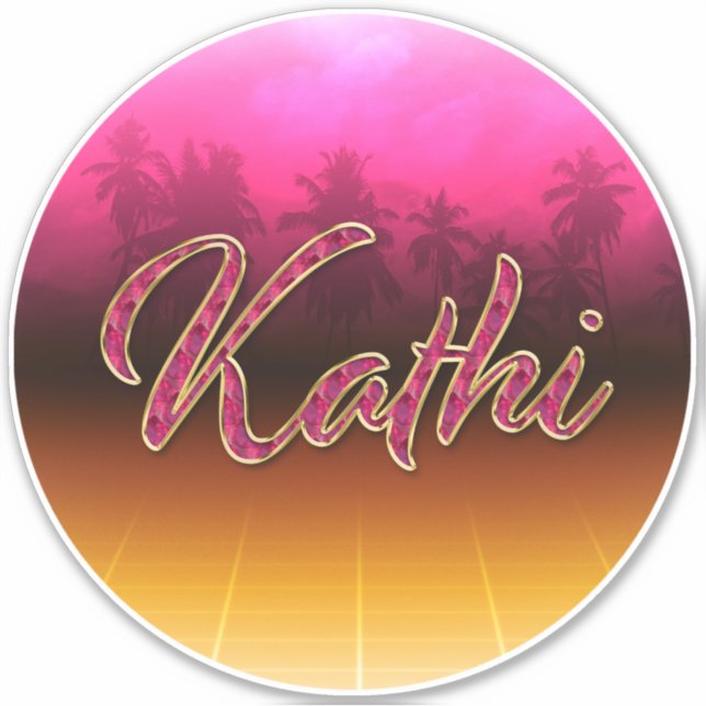 Kathi Prénom Golden Pink Autocollants Autocollants (Devant)