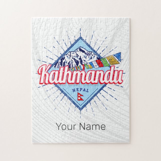 Kathmandu Berge Nepal Retro Flags Souvenir (Vertikal)