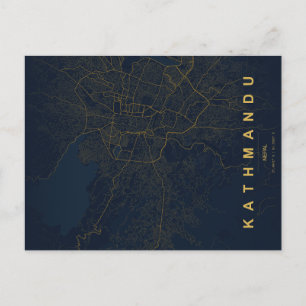 Kathmandu City Nepal Karte Minimal Postkarte