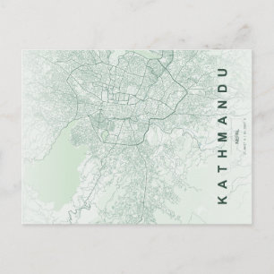 Kathmandu City Nepal Karte Minimal Postkarte