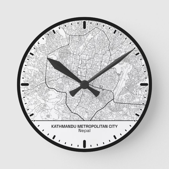 Kathmandu Clock City Line Art Runde Wanduhr (Vorderseite)