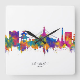 Kathmandu Nepal Skyline Quadratische Wanduhr
