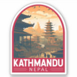 Kathmandu Nepal Travel Art Vintag Aufkleber<br><div class="desc">Kathmandu Retro Vektor Reise Design. Kathmandu,  die nepalesische Hauptstadt,  ist Set in einem Tal,  umgeben von den Himalaya-Bergen.</div>