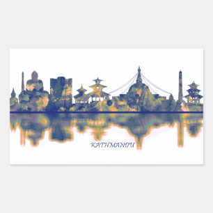 Kathmandu Skyline Rechteckiger Aufkleber