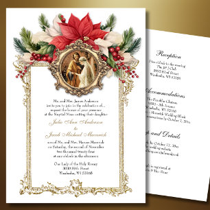 KATHOLIC CHRISTMAS POINSETTIA BREITERINVITATIONEN EINLADUNG