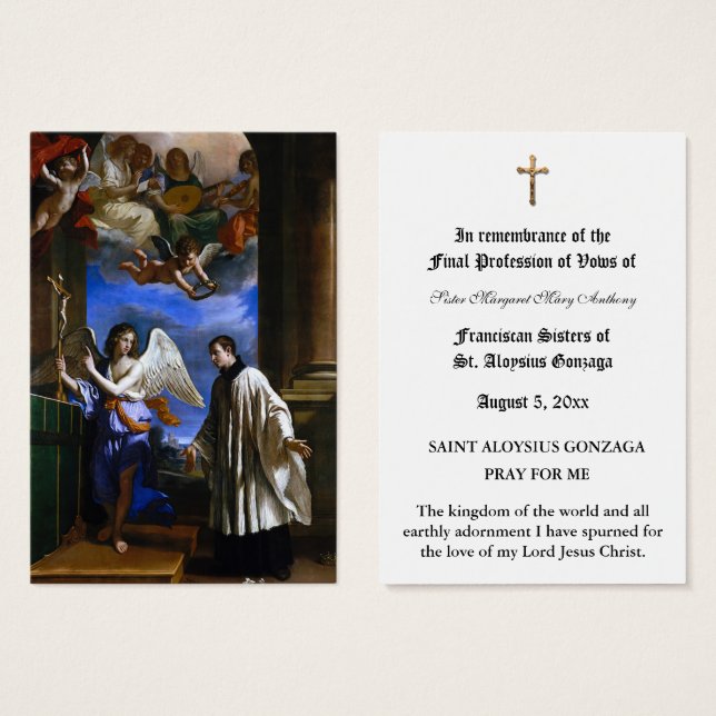 KATHOLIC NUN PROFESSIONELL VON VOWS HOLY CARD (Vorne & Hinten)