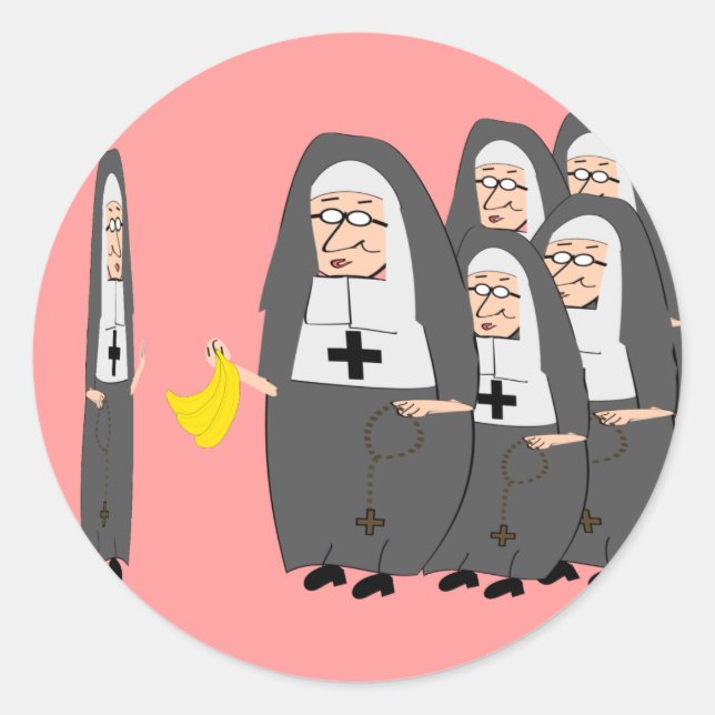 Katholic Nun Spaß "Fat Sisters" Runder Aufkleber (Vorderseite)