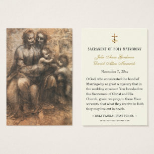Katholik Leonardo DaVinci Wedding Holy Card