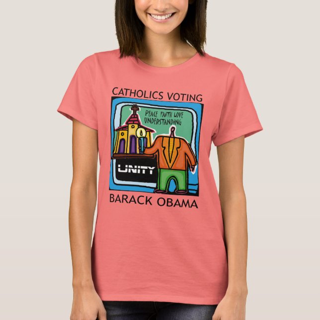 KATHOLIKA STIMMT OBAMA T-Shirt (Vorderseite)
