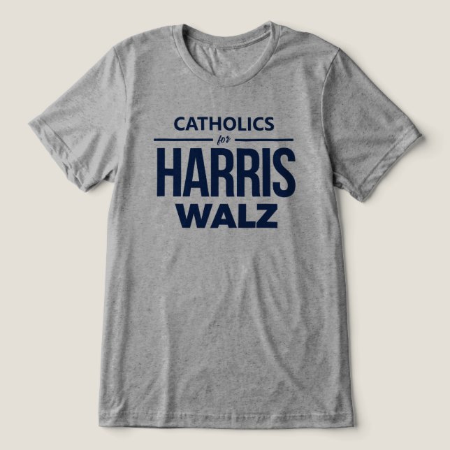 Katholiken für Harris Walz Tri-Blend Shirt (Design Vorderseite)