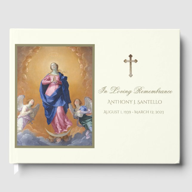 Katholische Annahme der Gedenkfeier für Maria Gästebuch (Vorderseite)