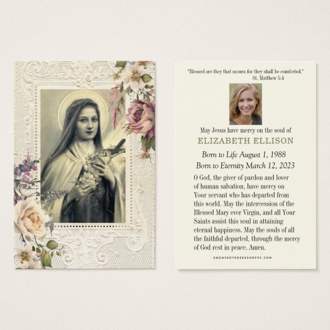 Katholische Beerdigung Floral St. Therese Gebet (Vorne & Hinten)