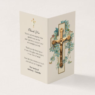 Katholische Beerdigung Gold Crucifix Gebet Fotokar Visitenkarten