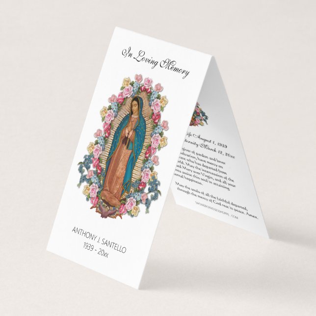 Katholische Beerdigung Guadalupe Gebet Heilige Kar Visitenkarten (Vorderseite)