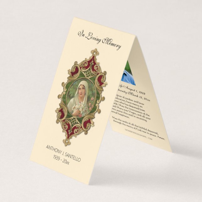 Katholische Beerdigung Jungfrau Mary Gebet Heilige Visitenkarten (Vorderseite)