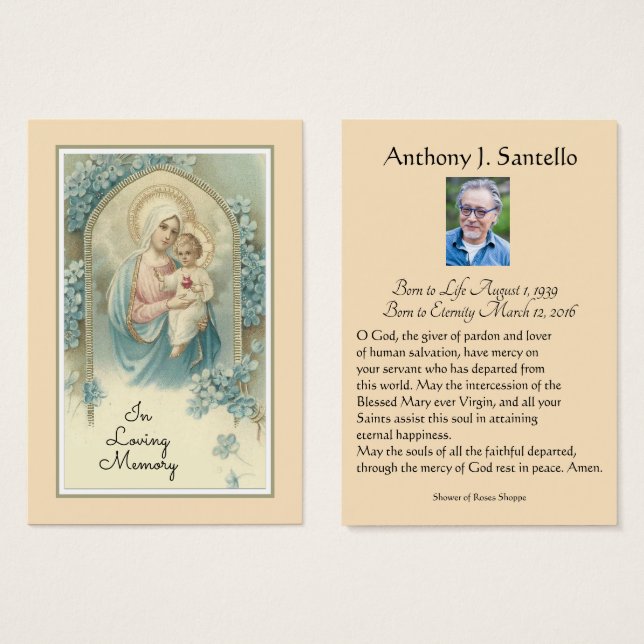 Katholische Beerdigung Mary Memorial Gebet Heilige (Vorne & Hinten)