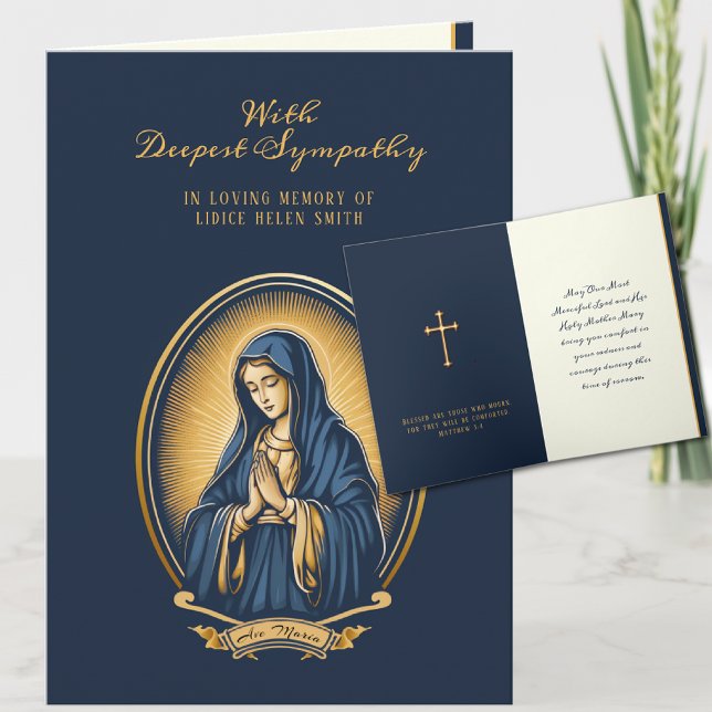 Katholische Beileid Jungfrau Mary Gold Crucifix Ca Karte (Expressions of sympathy are greatly appreciated during these sorrowful moments. )