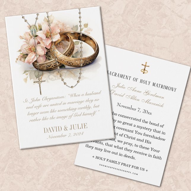 Katholische Blumenrennen Hochzeit der Heiligen Kar (EASY TO PERSONALIZE CATHOLIC WEDDING PRAYER CARDS)