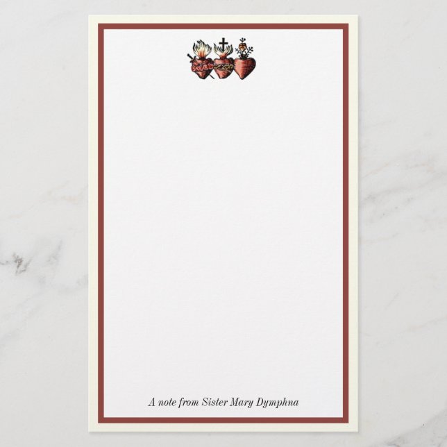 Katholische Drei Herzen Jesus Mary Joseph Religiou Briefpapier (Vorderseite)