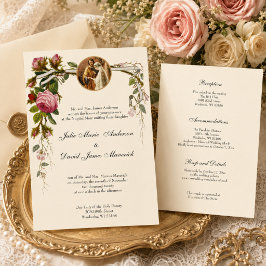 Katholische Elegant Elfenbeinhochzeit Empfang COMB Einladung