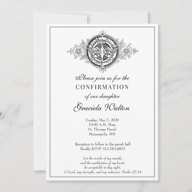 Katholische Elegante Sacrament of Confirmation Einladung (Vorderseite)