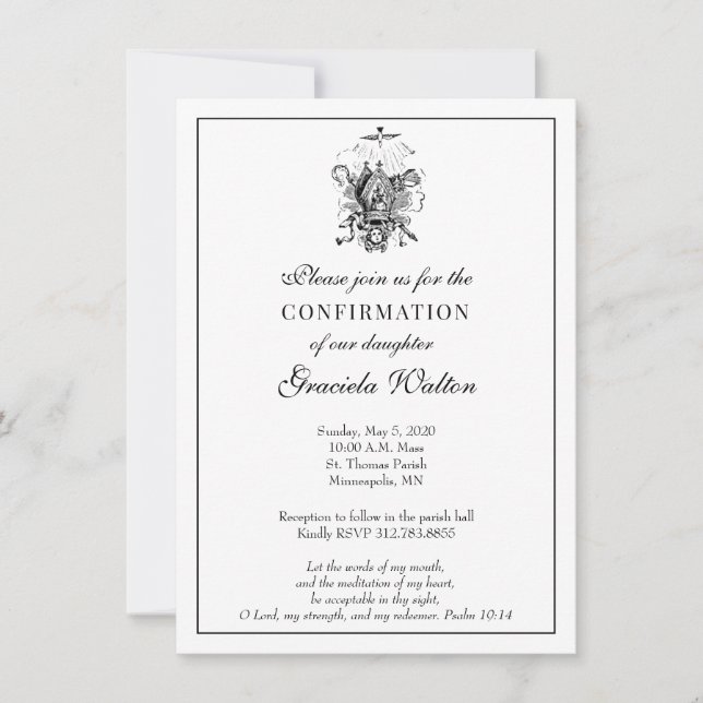 Katholische Elegante Sacrament of Confirmation Einladung (Vorderseite)