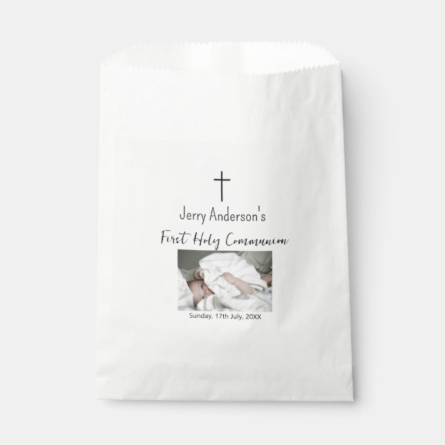Katholische erste heilige Kommunion einfache QR mi Geschenktütchen (Vorderseite)