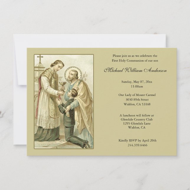 Katholische Erste Kommunion Boy St. Joseph Einladung (Vorderseite)