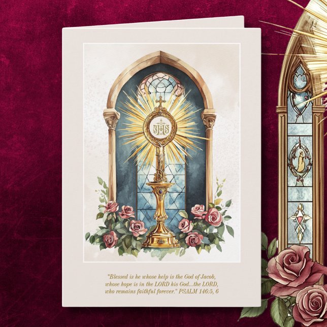 Katholische Eucharistisch-Host-Gold-Monstrance-Ros Karte (Von Creator hochgeladen)