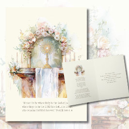 Katholische Eucharistische Aquarellschrift Gebet Karte