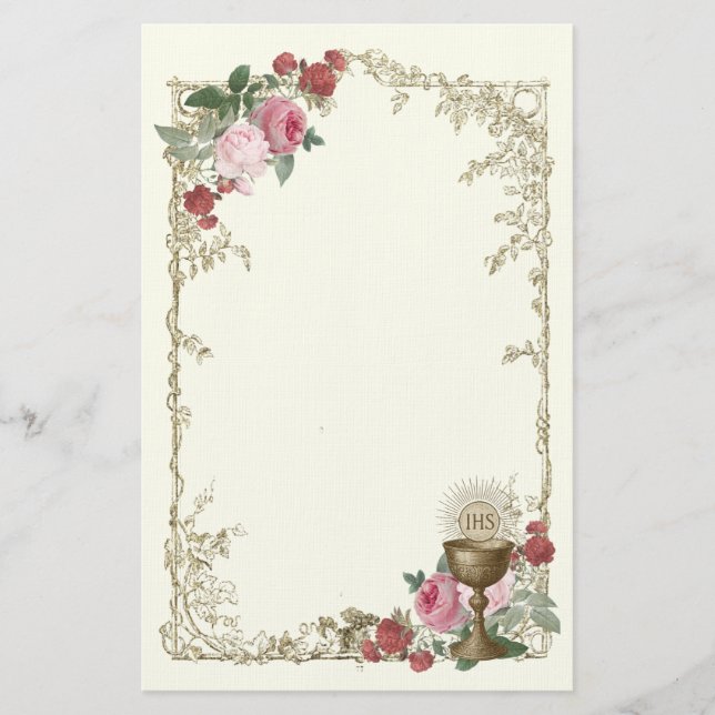 Katholische Eucharistische Rose & Chalice Communit Briefpapier (Vorderseite)
