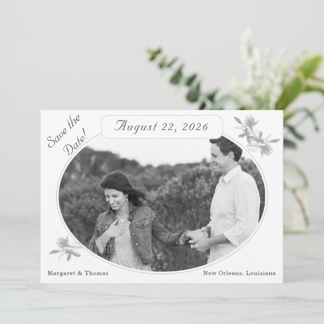 Katholische Flachkarte Save the Date für die Einhe (Stehend Vorderseite)