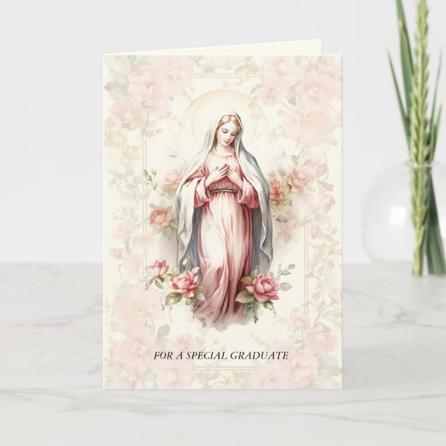 Katholische Frauenstube Weisheit Rosa Blütenblume Karte (Vorderseite)