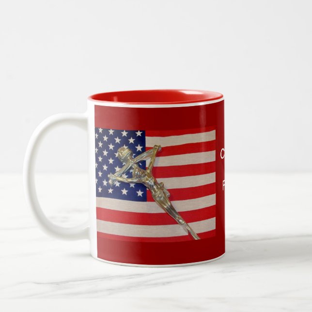 Katholische für Romney 2012 päpstliche Kruzifix Zweifarbige Tasse (Links)