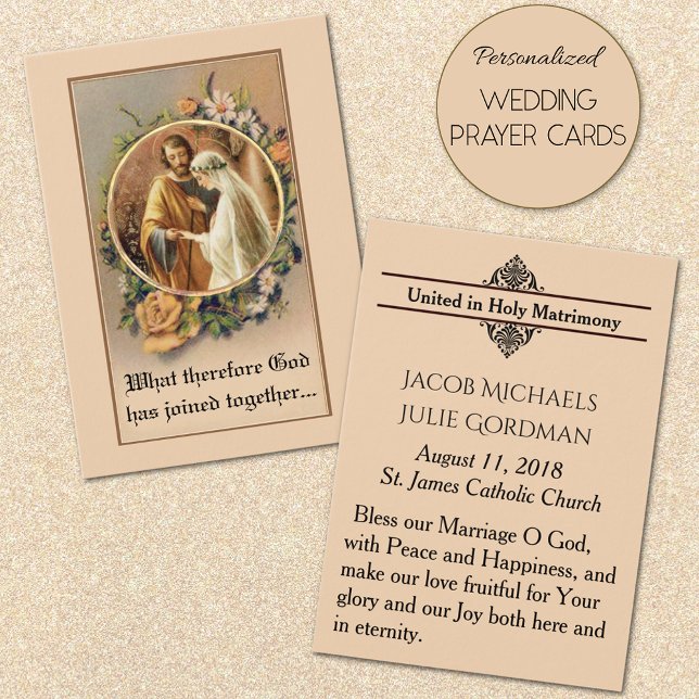 Katholische Gastgeschenk Hochzeit Braut Groom Heil (Traditional Catholic Personalized Wedding Prayer Cards)