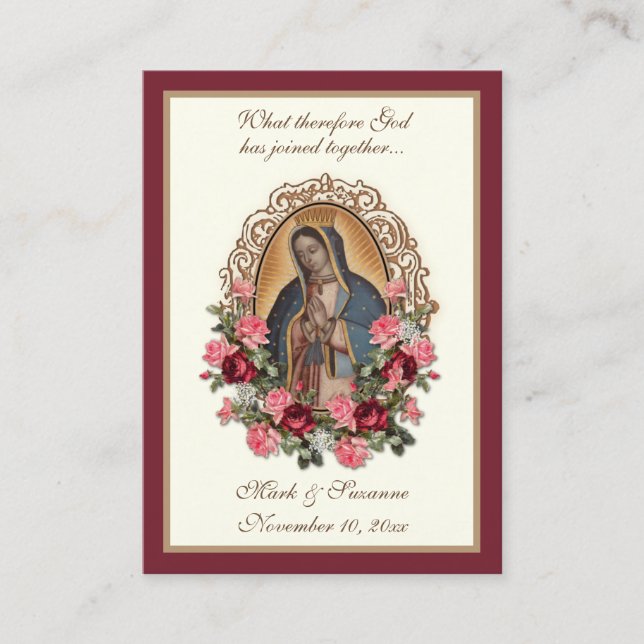 Katholische Gastgeschenk Hochzeit Guadalupe Visitenkarte (Vorderseite)