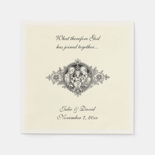 Katholische Gastgeschenk Hochzeit Heilige Familie  Serviette (Vorderseite)