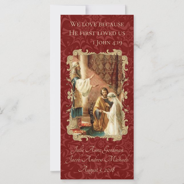 Katholische Gastgeschenk Hochzeit-Schrift Maroon D (Vorderseite)