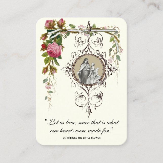 Katholische Gastgeschenk Hochzeit St. Therese Erin Visitenkarte (Vorderseite)