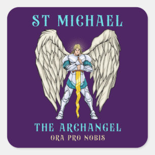 Katholische Gebetsaufkleber St. Michael der Erzeng Quadratischer Aufkleber