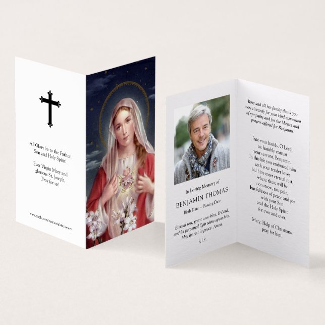 Katholische Gebetskarte | Herz Mary (Innenseite und Außenseite)
