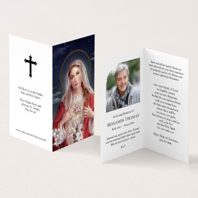 Katholische Gebetskarte | Herz Mary Visitenkarten (Innenseite und Außenseite)