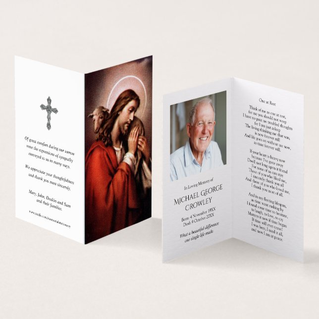 Katholische Gebetskarte | Jesus Good Shepherd 4 (Innenseite und Außenseite)
