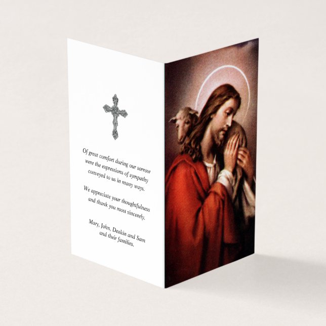 Katholische Gebetskarte | Jesus Good Shepherd 4 Visitenkarten (Vorderseite)