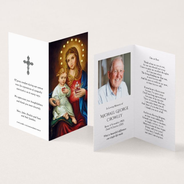 Katholische Gebetskarte | Unbeflecktes Herz Mary (Innenseite und Außenseite)