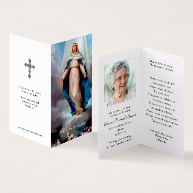 Katholische Gebetskarte | Unsere Dame von Grace (Innenseite und Außenseite)