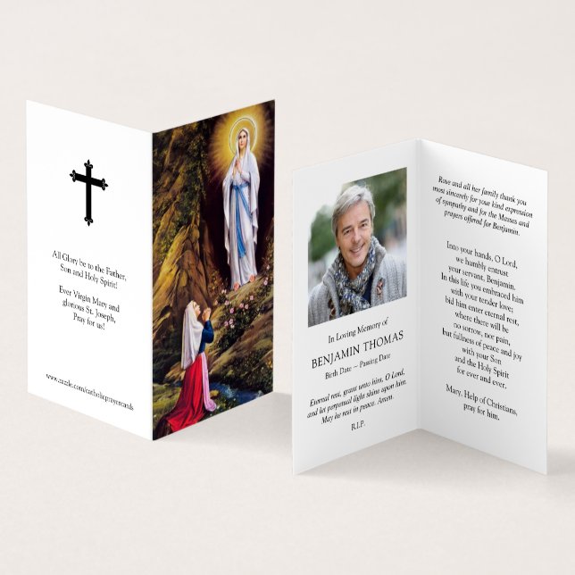 Katholische Gebetskarte | Unsere Lady Lourdes 1 Visitenkarten (Innenseite und Außenseite)