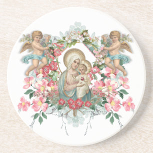Katholische gesegnete Jungfrau Mary Baby Jesus Flo Getränkeuntersetzer